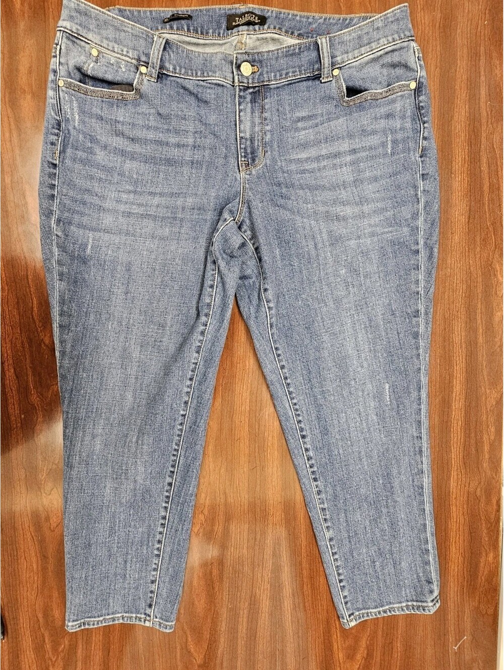 Talbots Women's Boyfriend Jeans SZ 16 Blue Medium Wash Stretch Denim Casual Chic